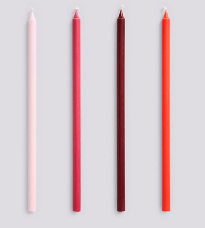 Slim Candle - Set of 4 Pink & Red