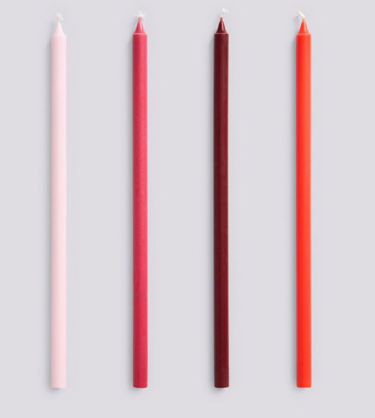 Slim Candle - Set of 4 Pink & Red