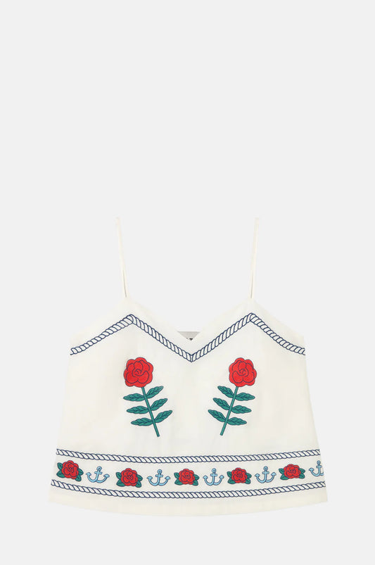 Embroidered Off White Top