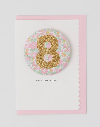 Birthday Badge Age 8 - Liberty Betsy Ann fabric
