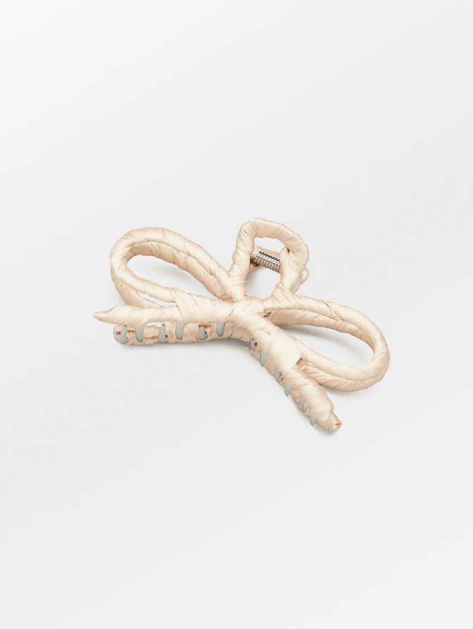 Luster Bow Hair Claw- Off White