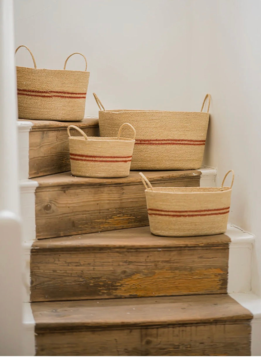 Harbour Stripe Seagrass Oval Baskets
