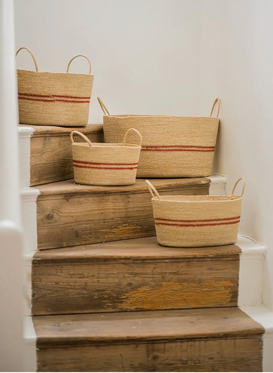 Harbour Stripe Seagrass Oval Baskets