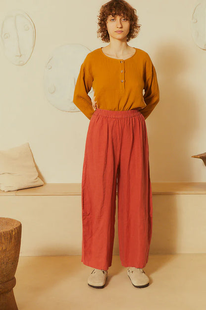 Basic Linen Trousers - Paprika