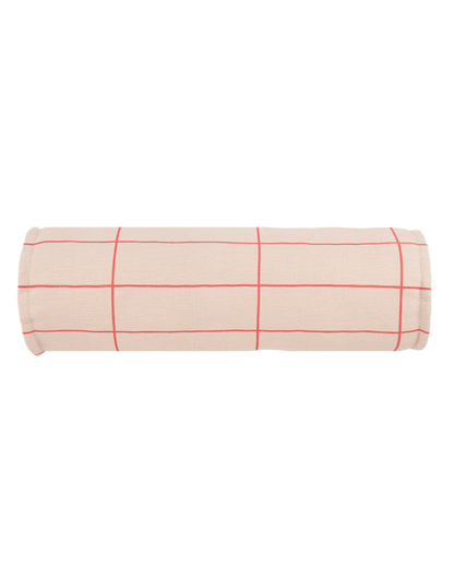 Cylinder Cushion - Pink Red Grid