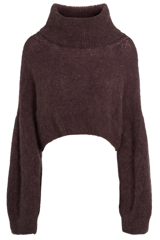 Andrea Rollneck Alpaca Pullover - Cocoa