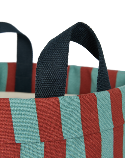 Large Storage Basket - Teal Red Stripes