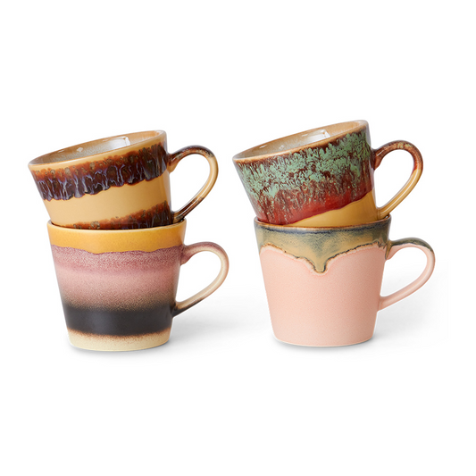 70s Ceramics Cappuccino Mugs - Vista Set Of 4