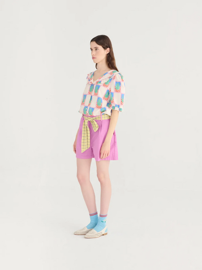 Pleated Seersucker Short