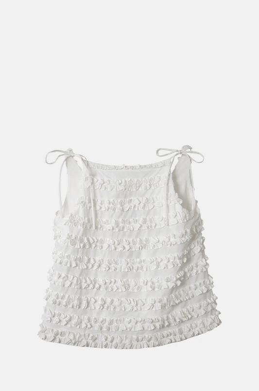 Leili Ruffle Cami - White