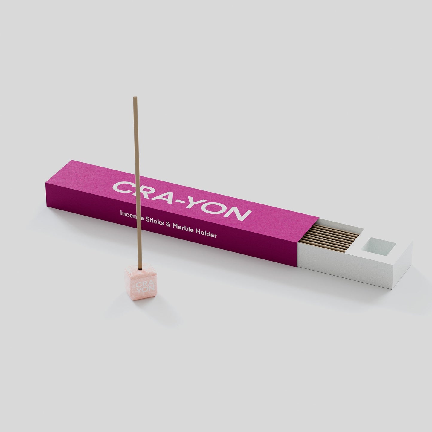 CRA-YON Incense - Pink Pastel Marble Holder