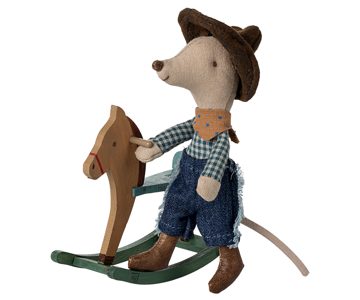Cowboy Mouse On Rocking Horse- Little Brother