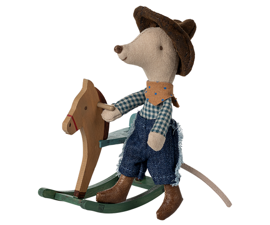 Cowboy Mouse On Rocking Horse- Little Brother