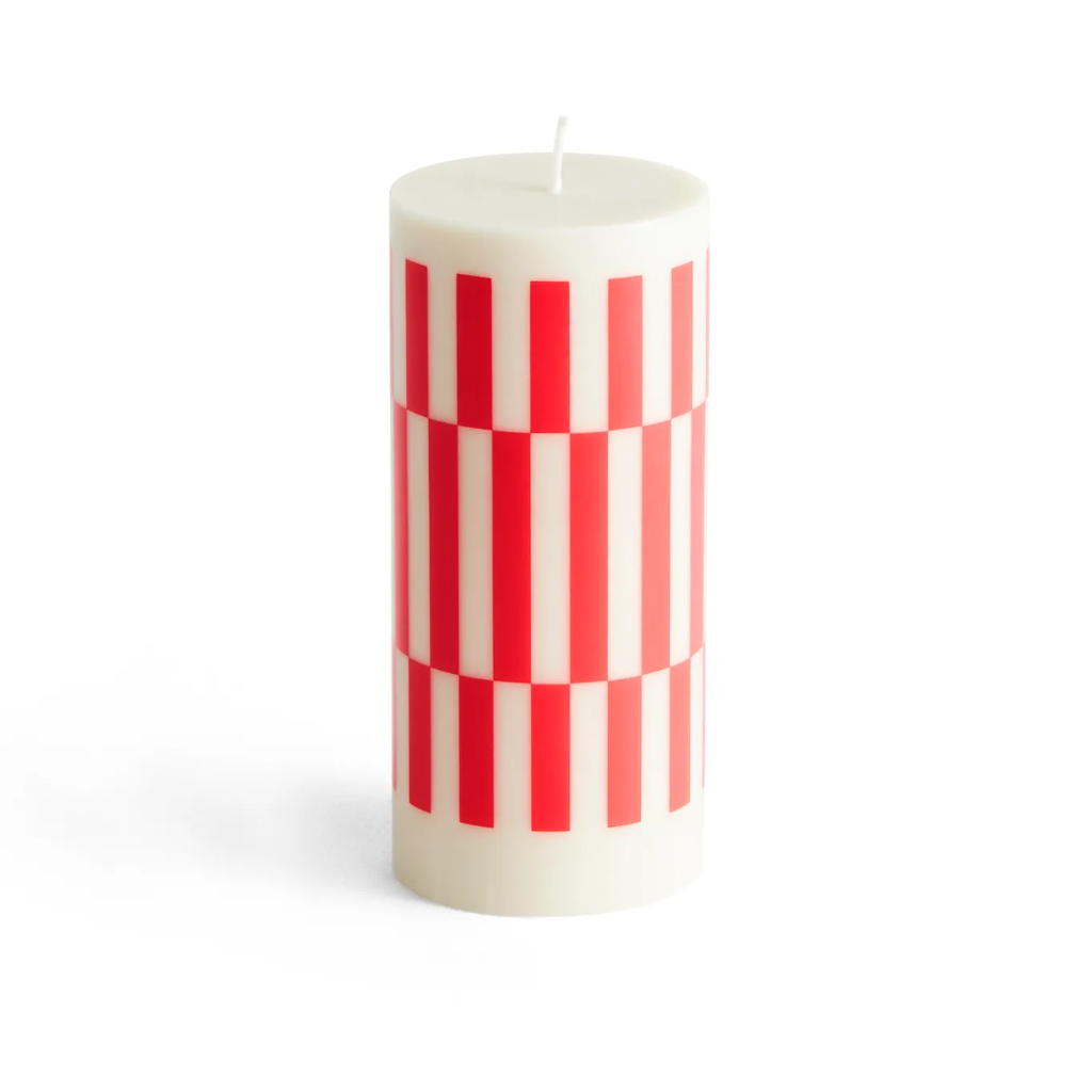 Column Candle - Off White / Red