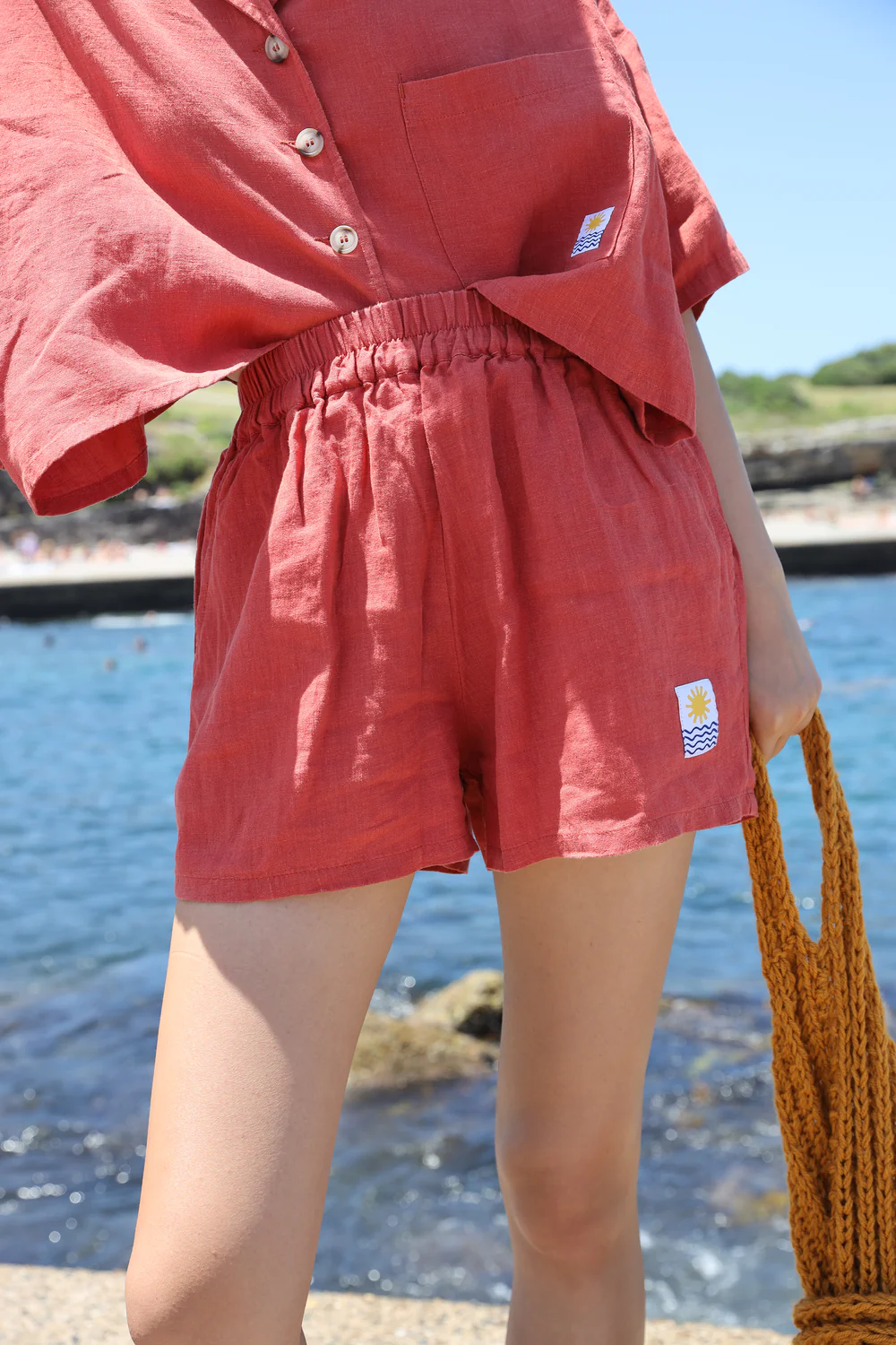 Basic Linen Shorts - Paprika
