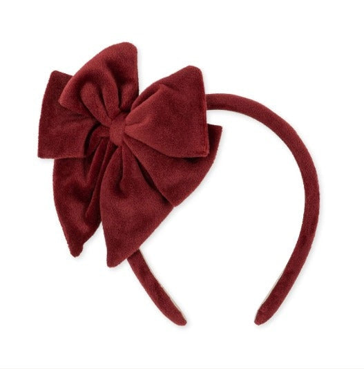 Velvet Bow Hairband - Red Dahlia