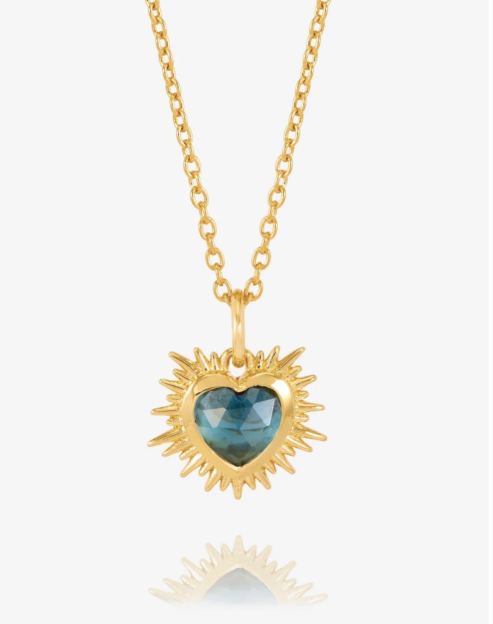 Electric Love December Birthstone Heart Necklace  Gold- London Blue Topaz