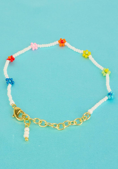 Flower Seed Bead Anklet