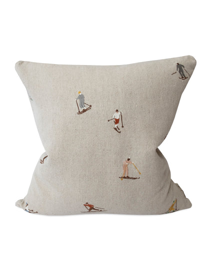 Fine Little Day Skiers Embroidered Cushion