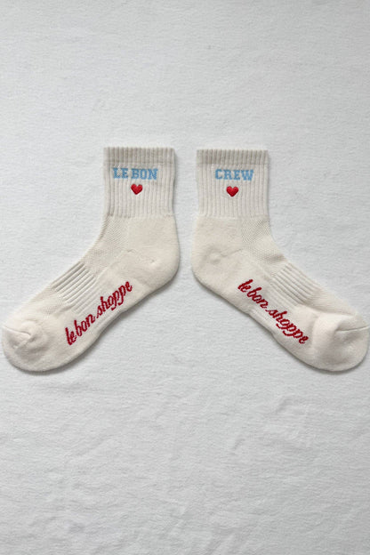 Embroidered Crew Socks - Vanilla
