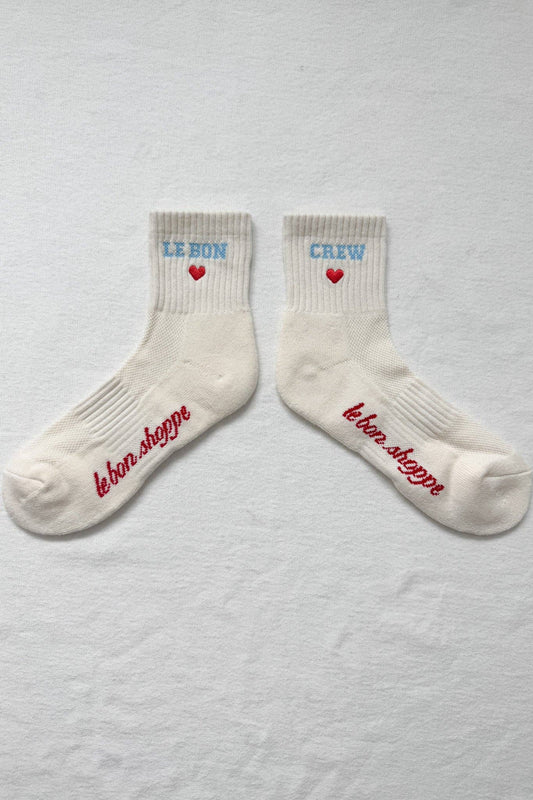 Embroidered Crew Socks - Vanilla