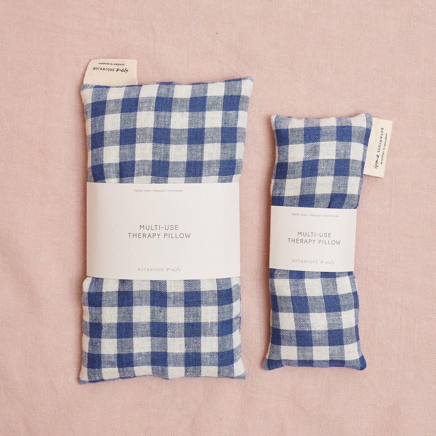 Multi-Use Large Lavender Therapy Pillow - Blue Gingham Linen