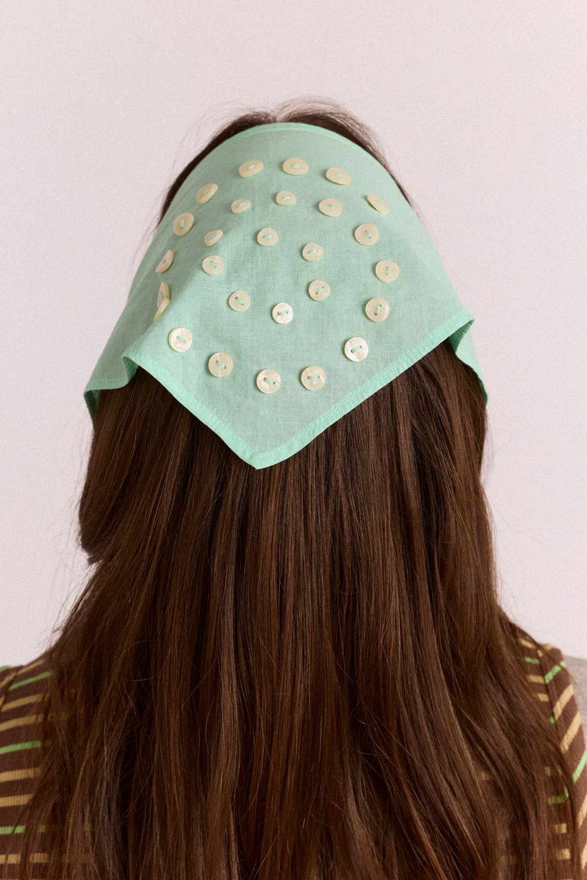 Swirl Button Headscarf - Mint