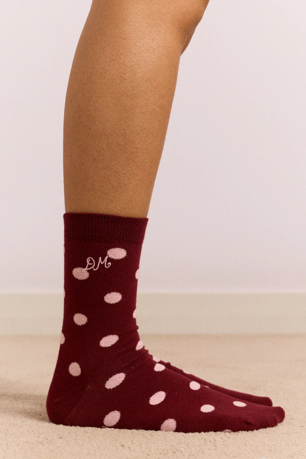 2 Pack Spot Socks - Pink & Burgundy