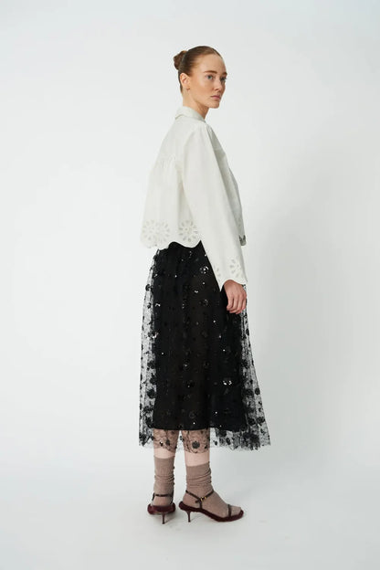 Cropped Blouse with Embroidery Anglaise