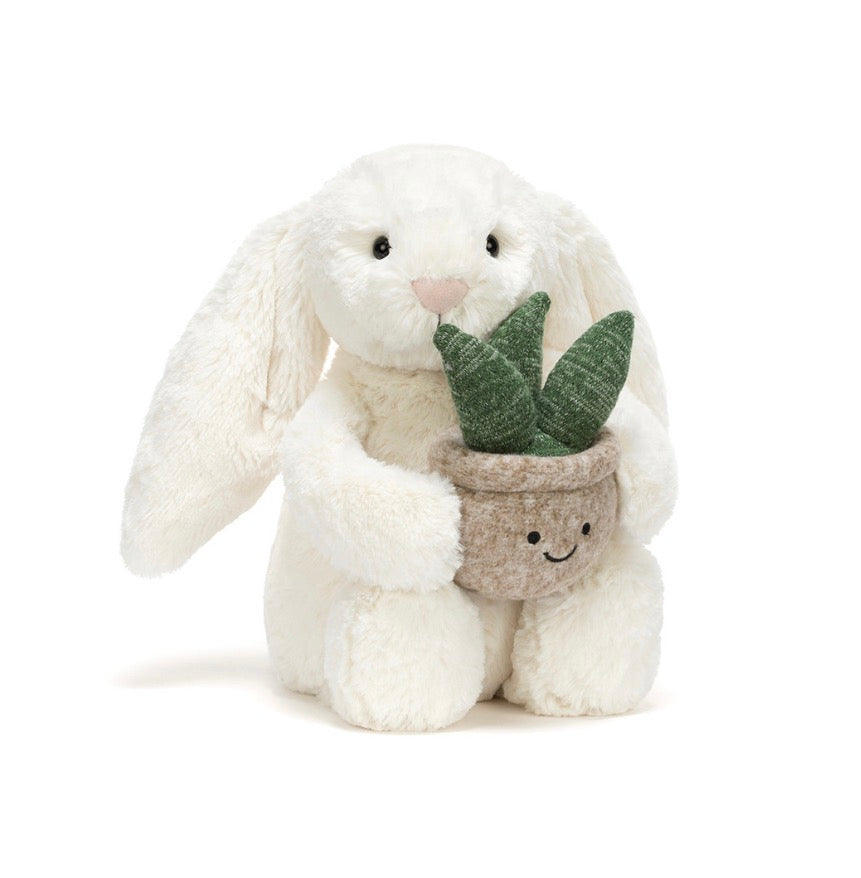 Cream Bunny With Plant