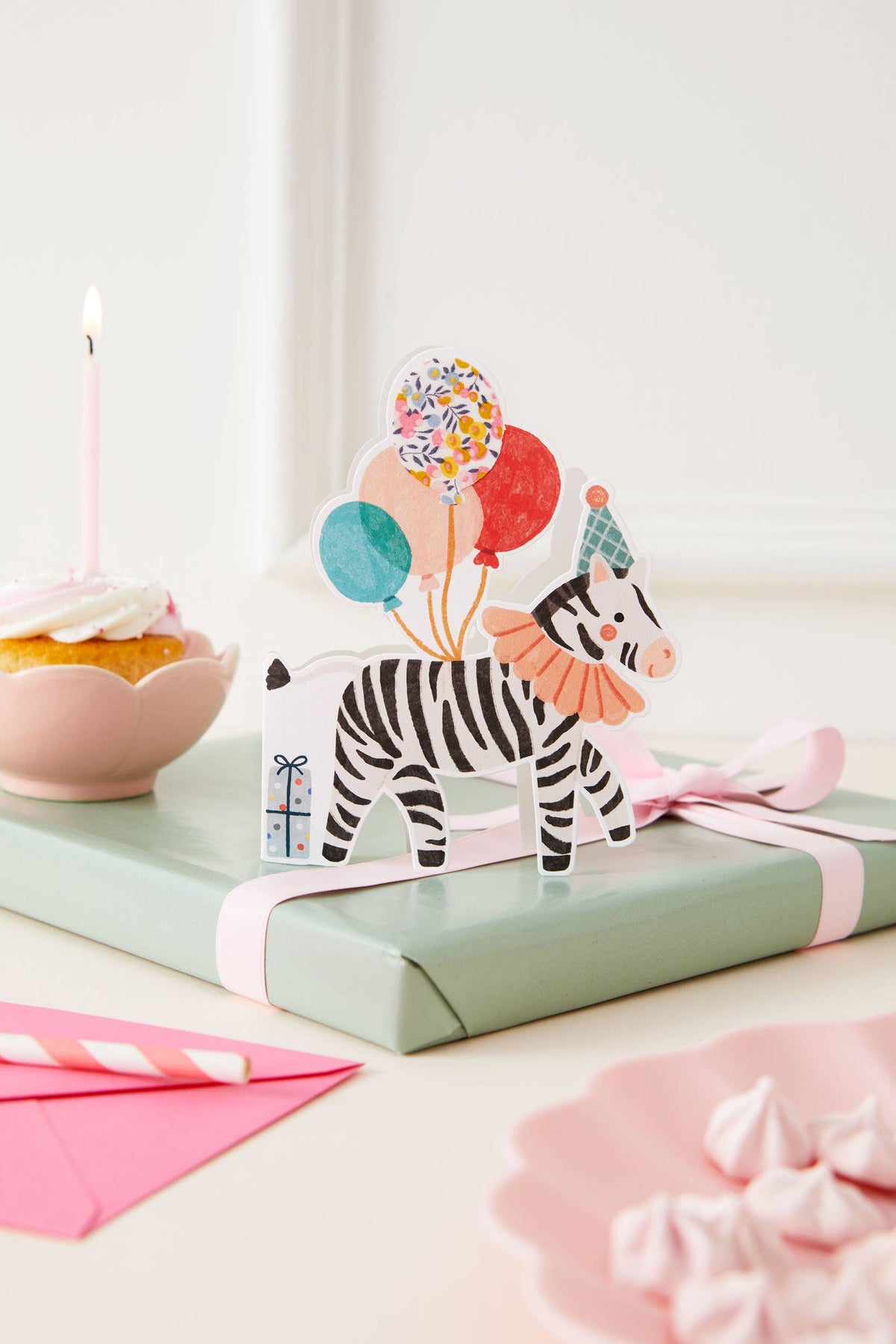 Zebra Die Cut Card - Wiltshire Bud Liberty Fabric 