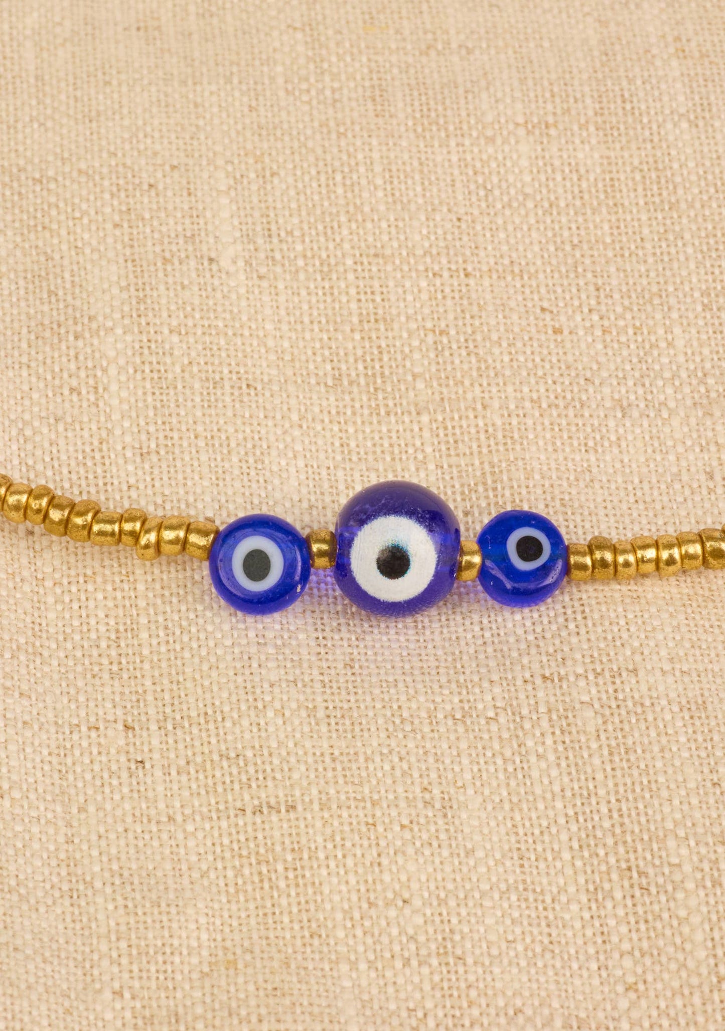 Evil Eye Gold Bead Necklace
