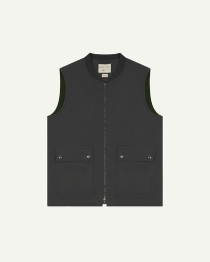 Canvas Vest With Flap Pockets - Charcoal