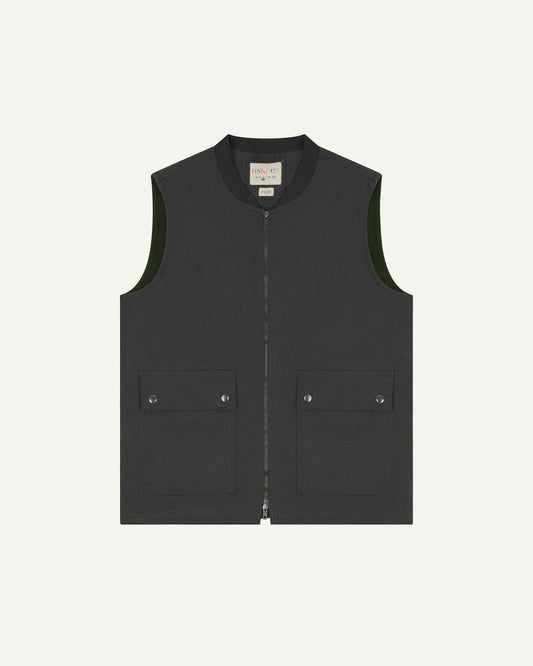 Canvas Vest With Flap Pockets - Charcoal