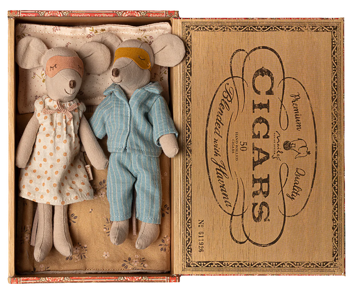 Mum and Dad Mouse in a Cigar Box