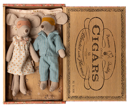 Mum and Dad Mouse in a Cigar Box