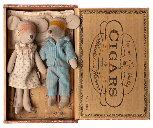 Mum and Dad Mouse in a Cigar Box