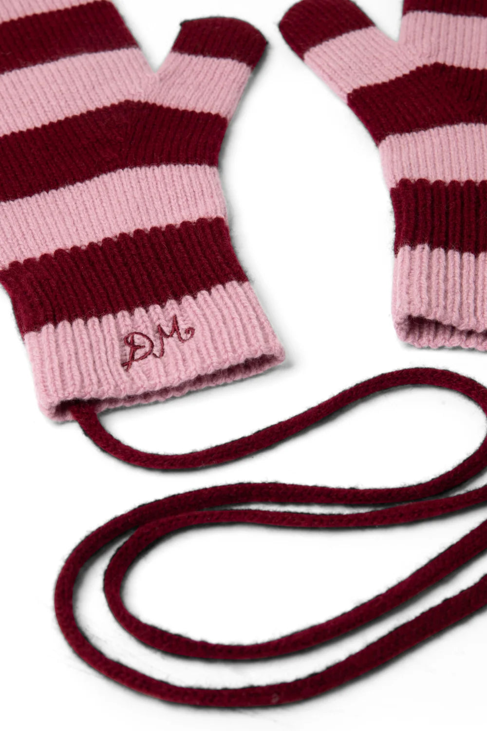 String Mittens - Pink & Red Stripe