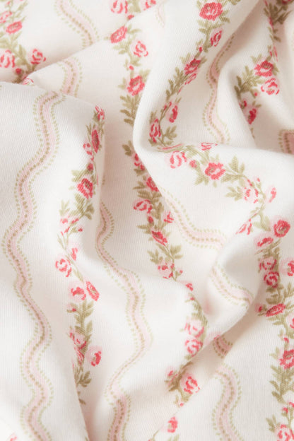 BABY SLEEPSUIT | FLORAL STRIPE: 0-3 Months