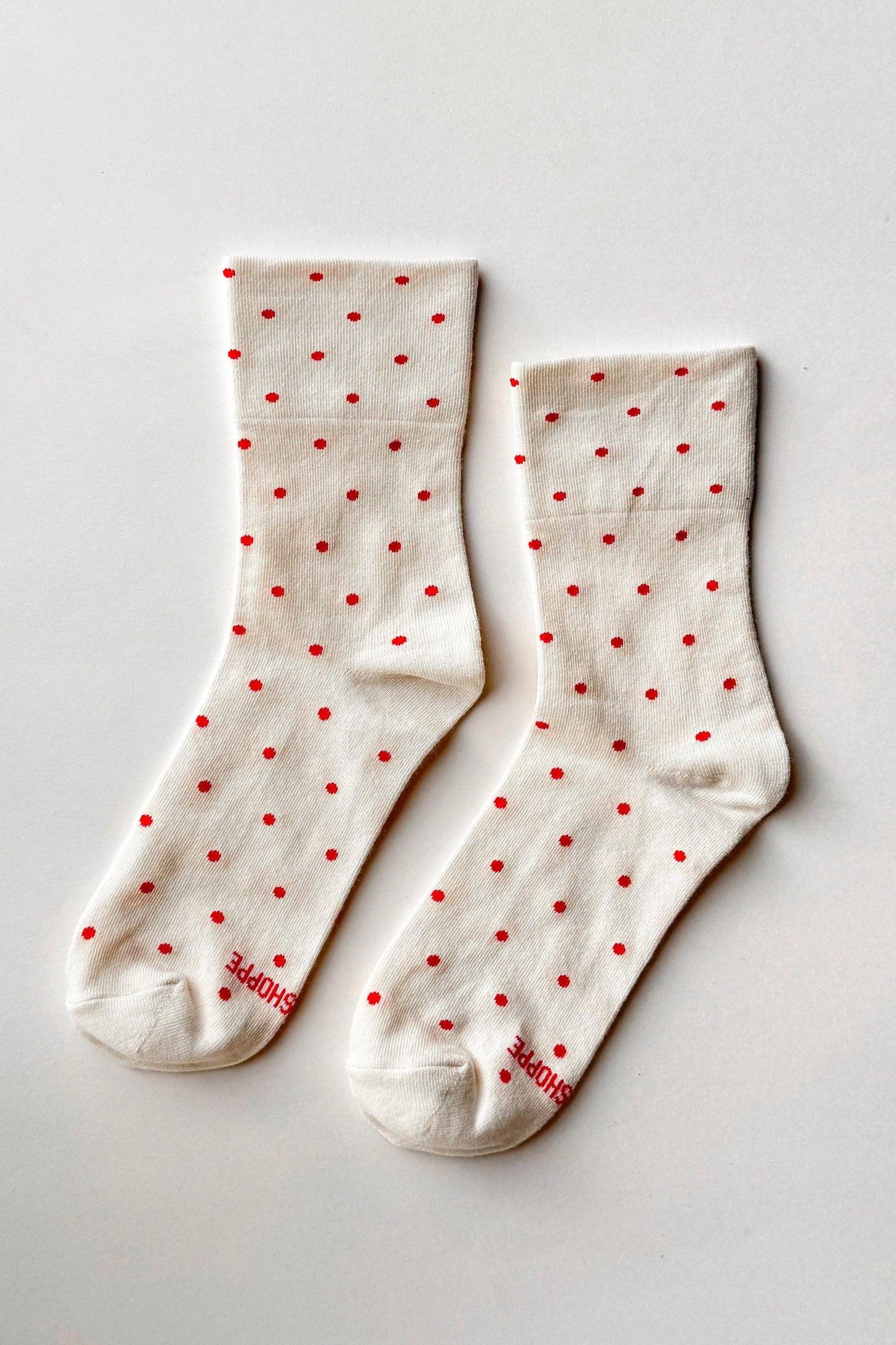 Patterned Sneaker Socks - Cream & Red