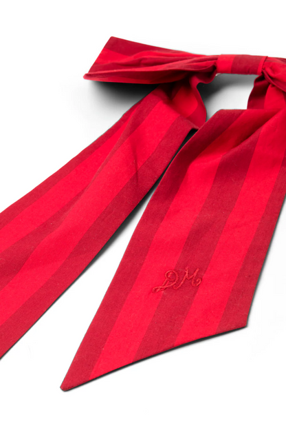 Oversized Bow Clip - Red & Burgundy Stripe