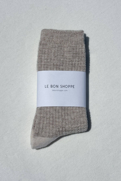 Wool Waffled Socks - Brown / Oatmeal