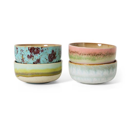 70s Ceramics Dessert Bowls - Impression Set Of 4
