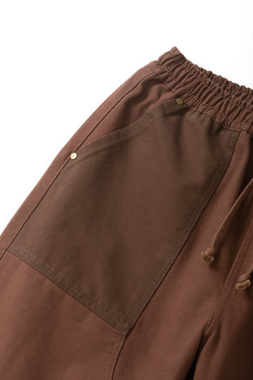 Patchwork Utility Chef Pants - Brown