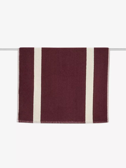 Stripe Cotton Bath Mat - Burgundy