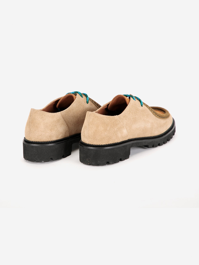Colour-Block Suede Lace Up Shoes