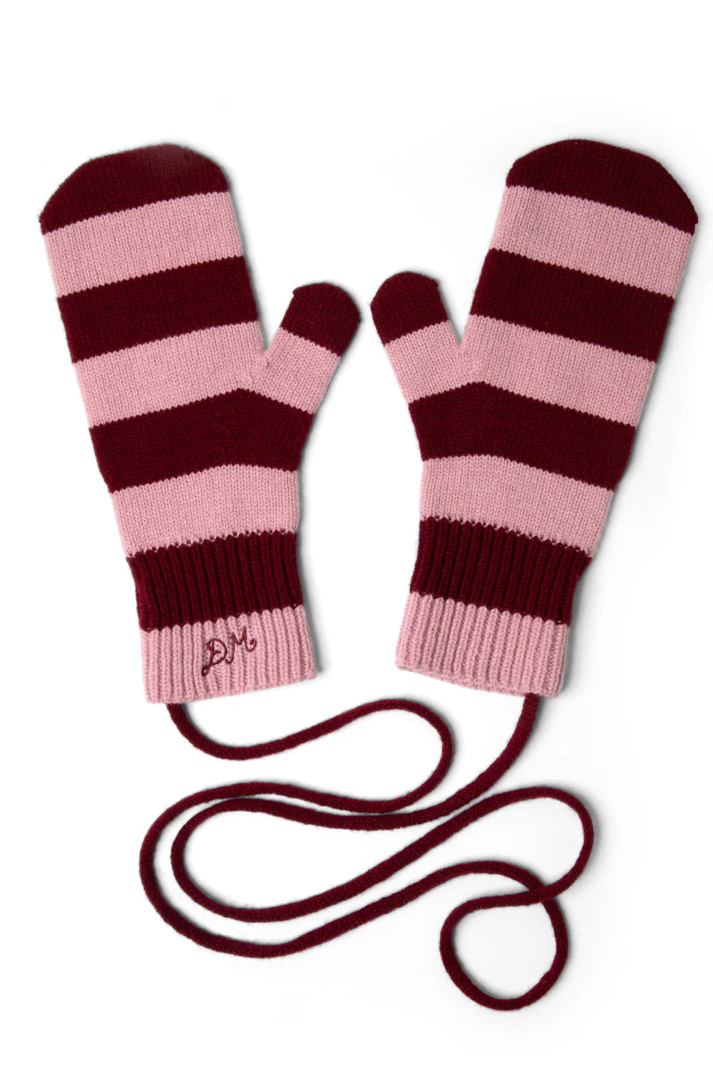 String Mittens - Pink & Red Stripe