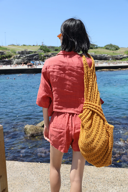 Basic Linen Shorts - Paprika