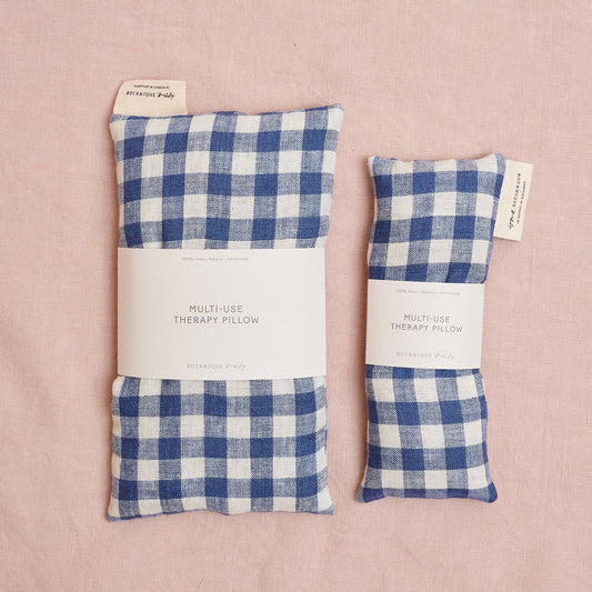 Multi-Use Small Lavender Therapy Pillow - Blue Gingham Linen