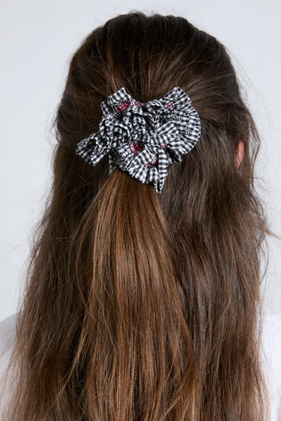 Garter Scrunchie Gingham - Black & Ecru